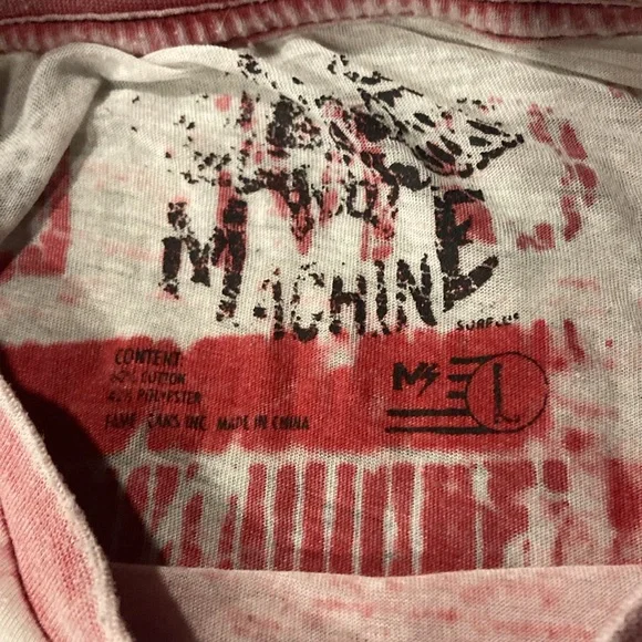 Machine Red and White Graphic Tee  made see through - Picture 2 of 6